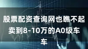 股票配资查询网也瞧不起卖到8-10万的A0级车