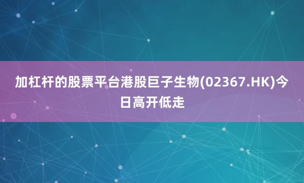 加杠杆的股票平台港股巨子生物(02367.HK)今日高开低走